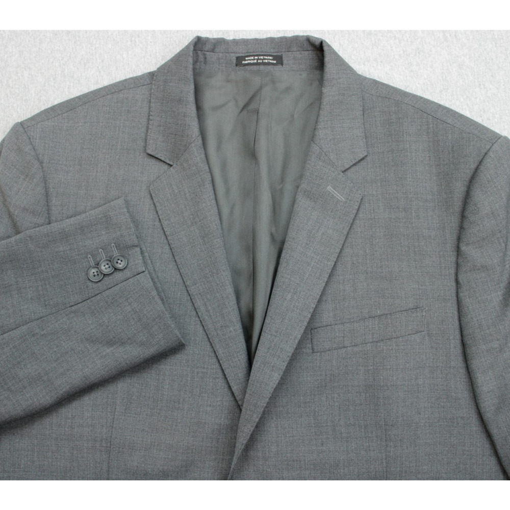 Express Blazer Mens 42R Gray Wool Blend‎ Stretch Lined 2 Buttons
